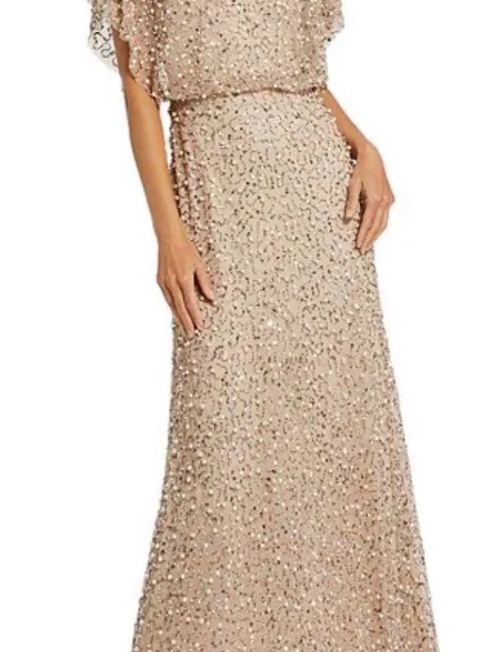 Mac Duggal Sequin Blouson Maxi Gown in Champagne